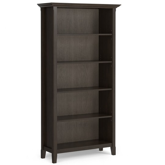 Simpli Home; Amherst 36 Inch 5 Shelf Bookcase Solid Wood Adjustable Storage Tapered Legs; Category:Cabinets, Chests & Shelving; Image:1
